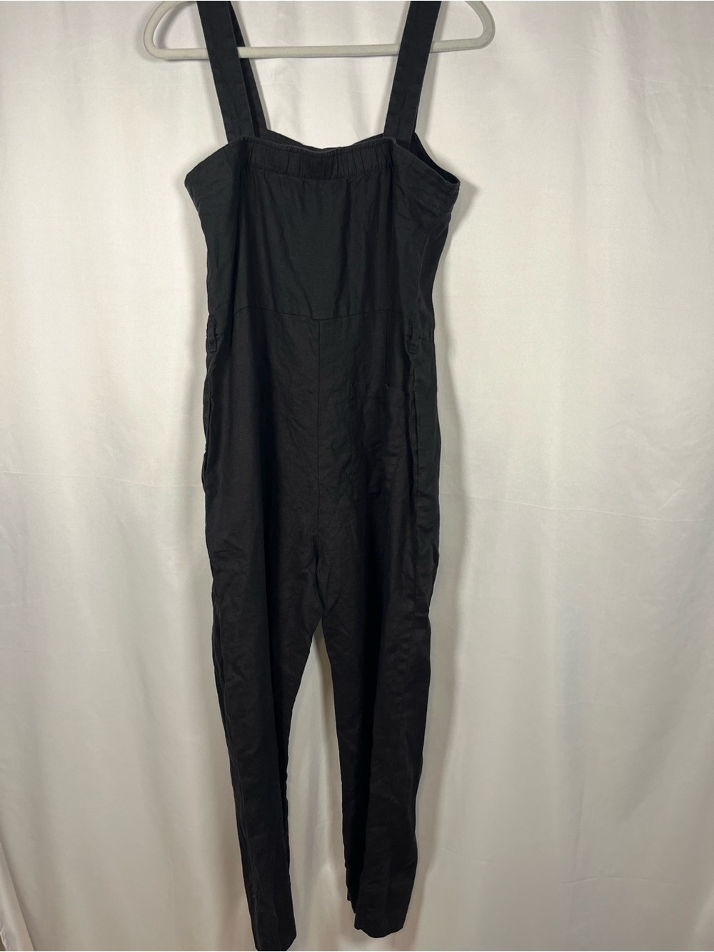 Everlane black 100% linen picnic cropped wide leg jumpsuit size 4 - Picture 7 of 9